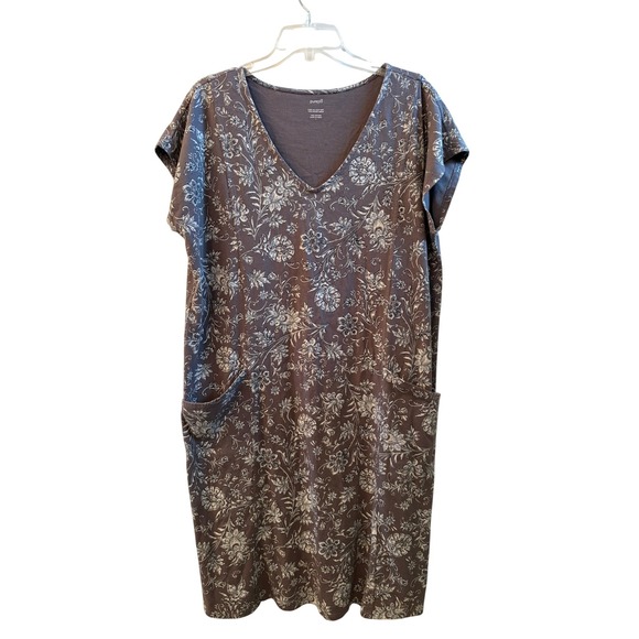 J. Jill Dresses & Skirts - Pure Jill J Jill Easy Knit Two Pocket Dress Floral Cotton Coastal Large